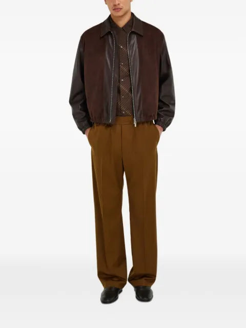 Ferragamo blouson jacket in deerskin leather and suede