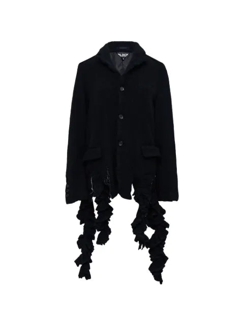 Black Comme Des Garçons ruffled tweed jacket