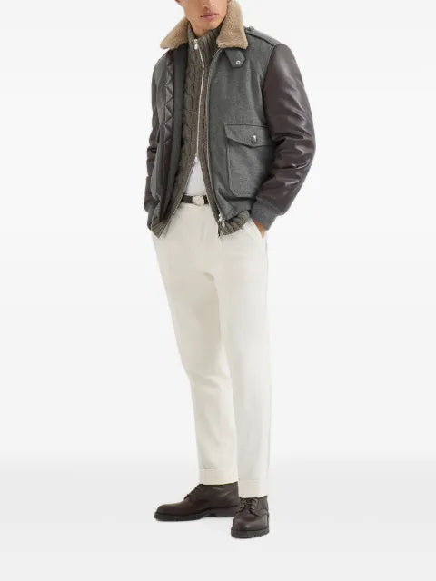 Brunello Cucinelli cable-knit cardigan in cashmere feather yarn with zipper