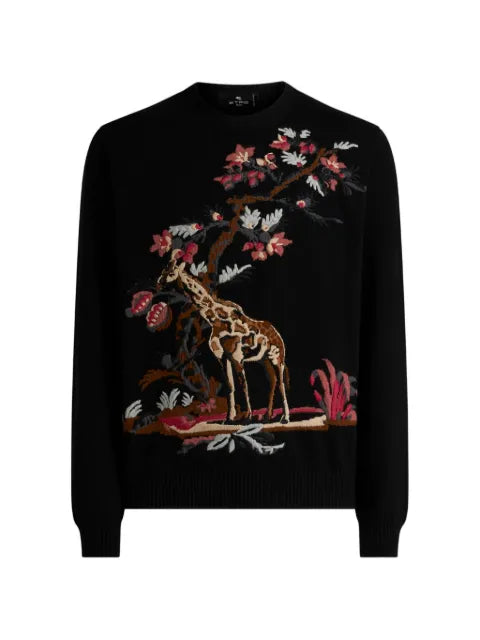 ETRO wool- and cashmere-blend jacquard sweater with giraffe motif
