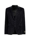 ETRO single-breasted jacket in cotton velvet with Arnica motif