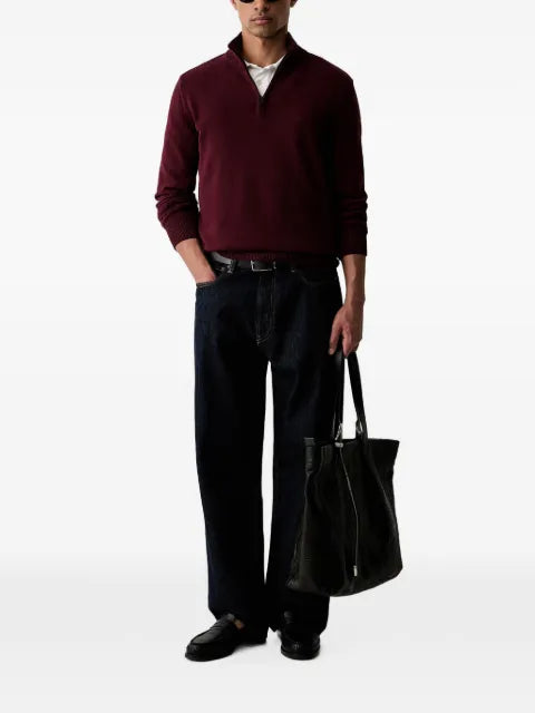 Emporio Armani half-zip logo-embroidered sweater
