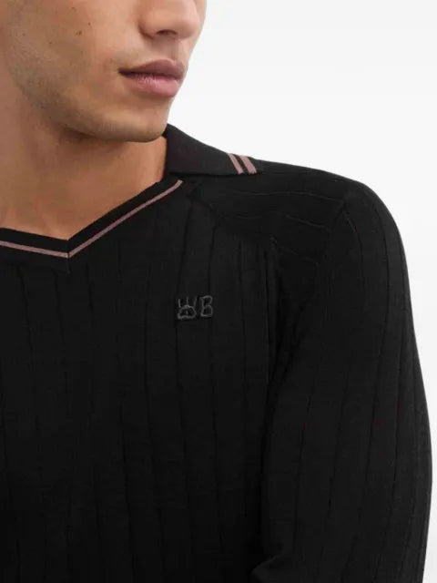 Wales Bonner ribbed-knit V-neck sweater