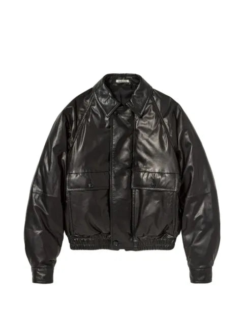 Auralee padded leather jacket