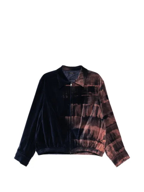 Taakk hand-bleached velvet zip jacket