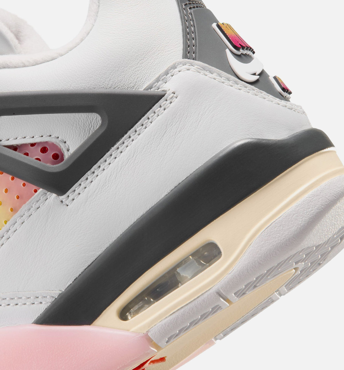 Air Jordan 4 Retro Comic Big Kids' Sneakers - White / Pink / Smoke Grey