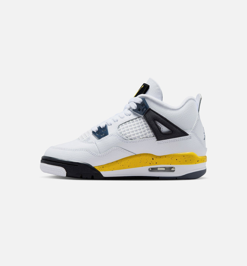 Air Jordan 4 Retro Rare Air Tour Yellow Big Kids' Lifestyle Shoes - White/Dark Blue Grey/Black/Tour Yellow