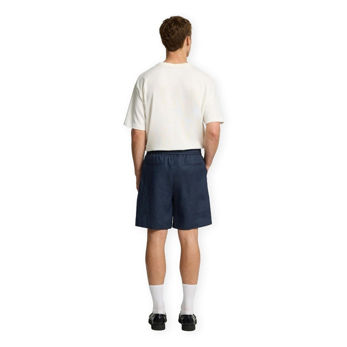 Selected Loose-Wyatt Linen Bermuda Shorts: Outer Space