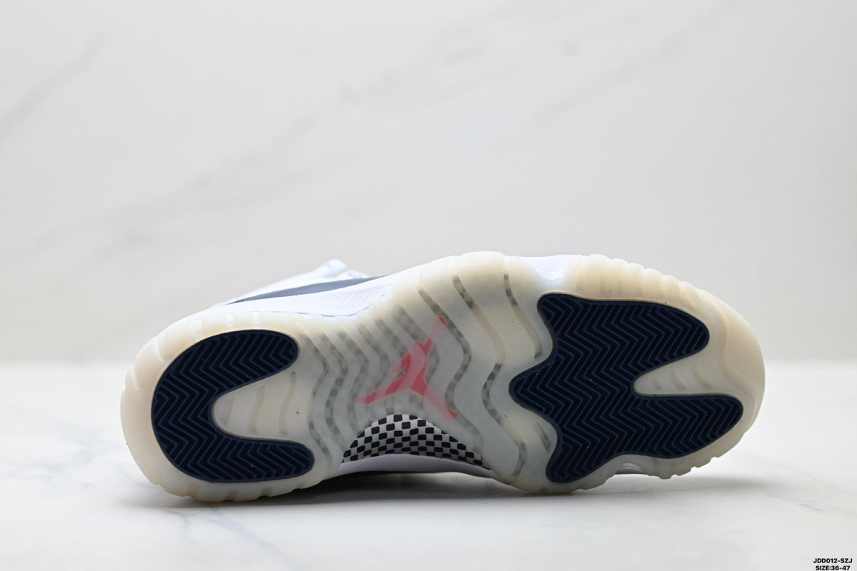 Air Jordan 11 Retro White and Midnight Navy Unisex Sneakers Style 11