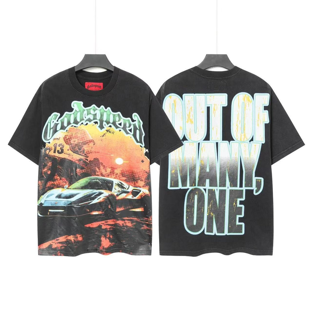 Godspeed Out Of Many One Car Sunset Graphic T-Shirt
