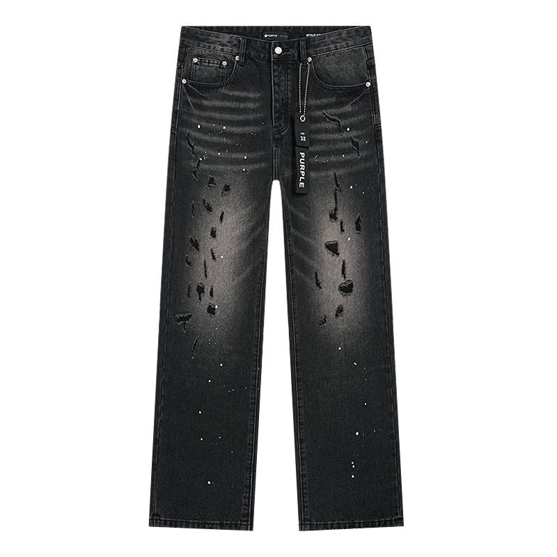 Purple Brand Black Paint-Splatter Distressed Jeans