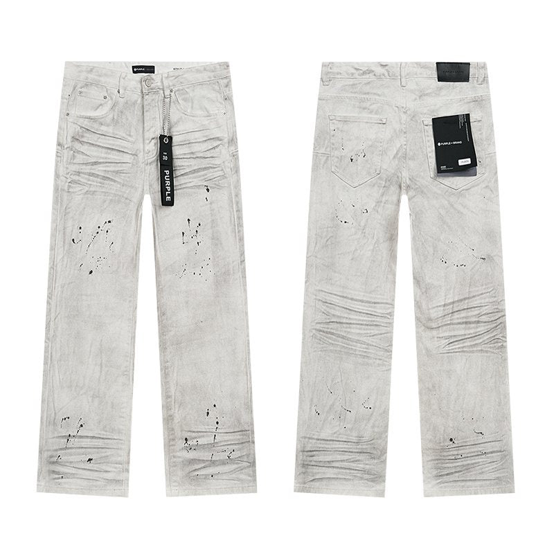 Purple Brand White Paint-Splatter Distressed Jeans