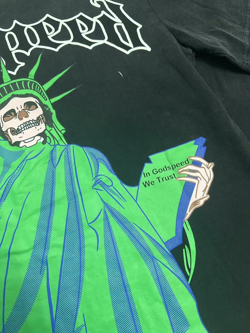 Godspeed Statue of Liberty Skull Graphic T-Shirt