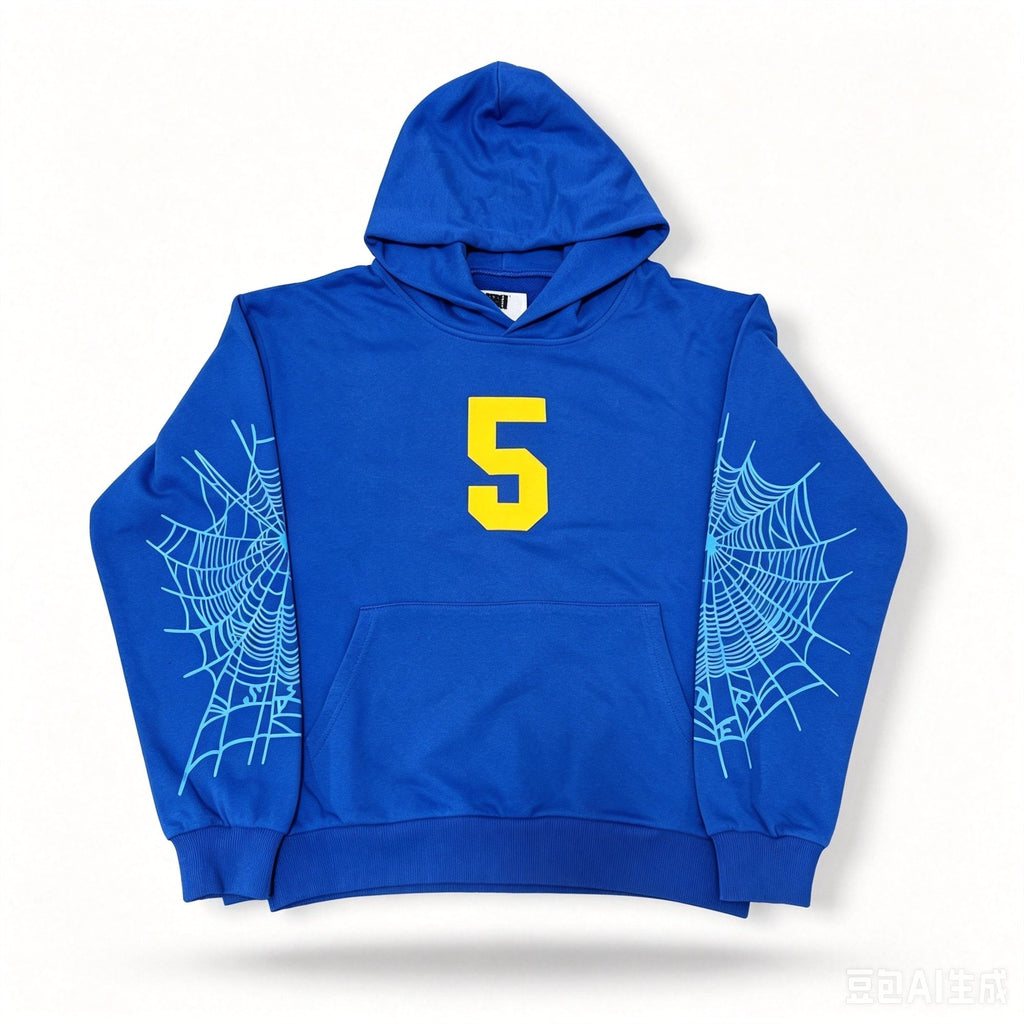 Sp5der Blue Number Graphic Hoodie