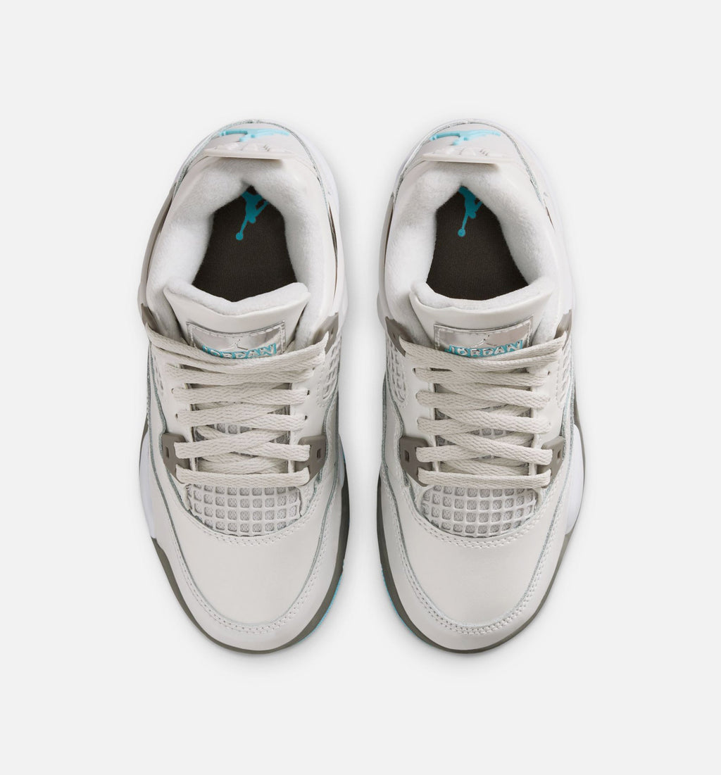Air Jordan 4 Retro Preschool Lifestyle Shoe - Photon Dust/Blue Chill/Flat Pewter/White/Blue Tint