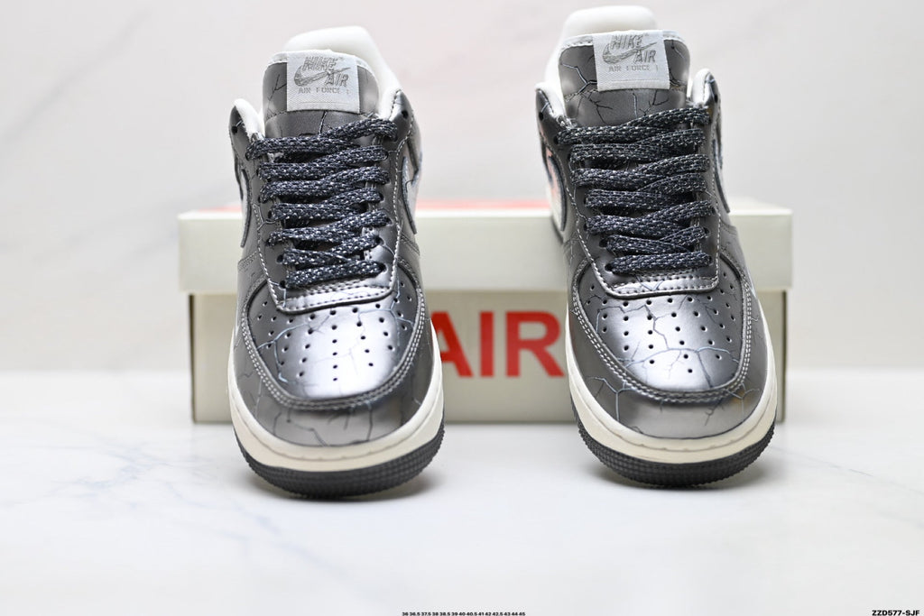 Nike Air Force 1 Low Dark Gray Metallic Unisex Sneakers Style 14