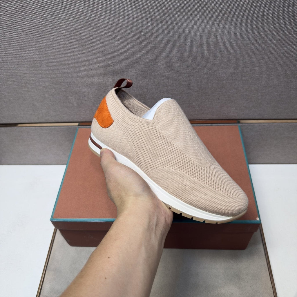 Loro Piana Beige Textured Slip-On Shoes