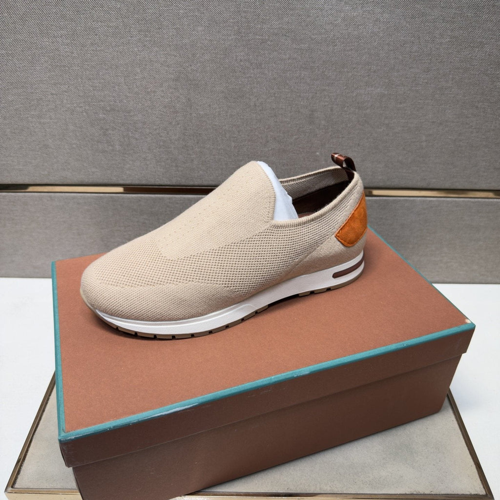 Loro Piana Beige Textured Slip-On Shoes