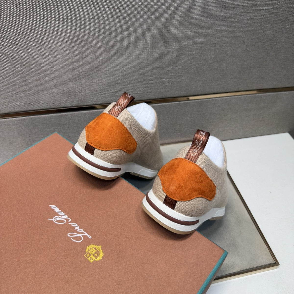 Loro Piana Beige Textured Slip-On Shoes
