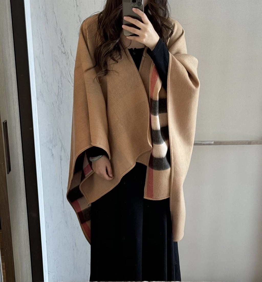 Burberry Checked Border Poncho Cape