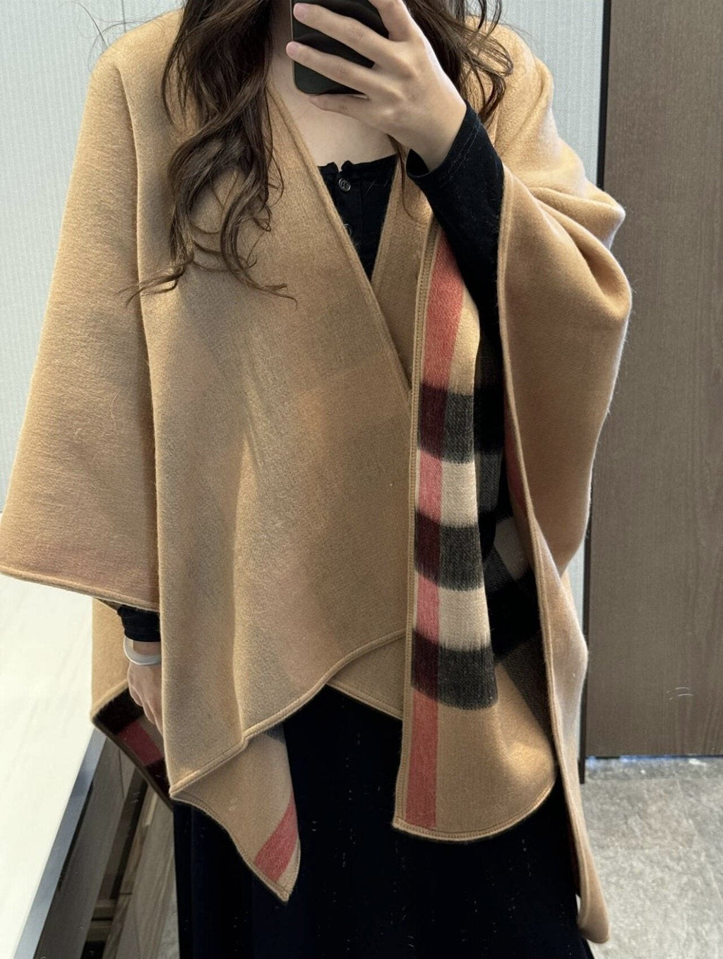 Burberry Checked Border Poncho Cape