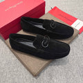 Ferragamo Men's Black Buckle Loafers - Textured Rubber Outsole