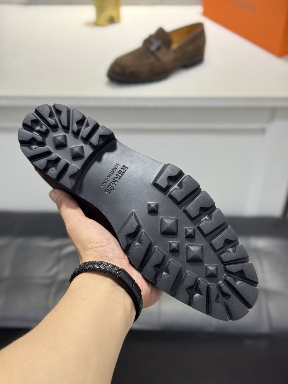 Hermès Men's Dark Brown Lug-Sole Loafers