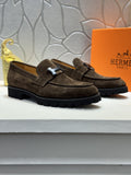 Hermès Men's Dark Brown Lug-Sole Loafers