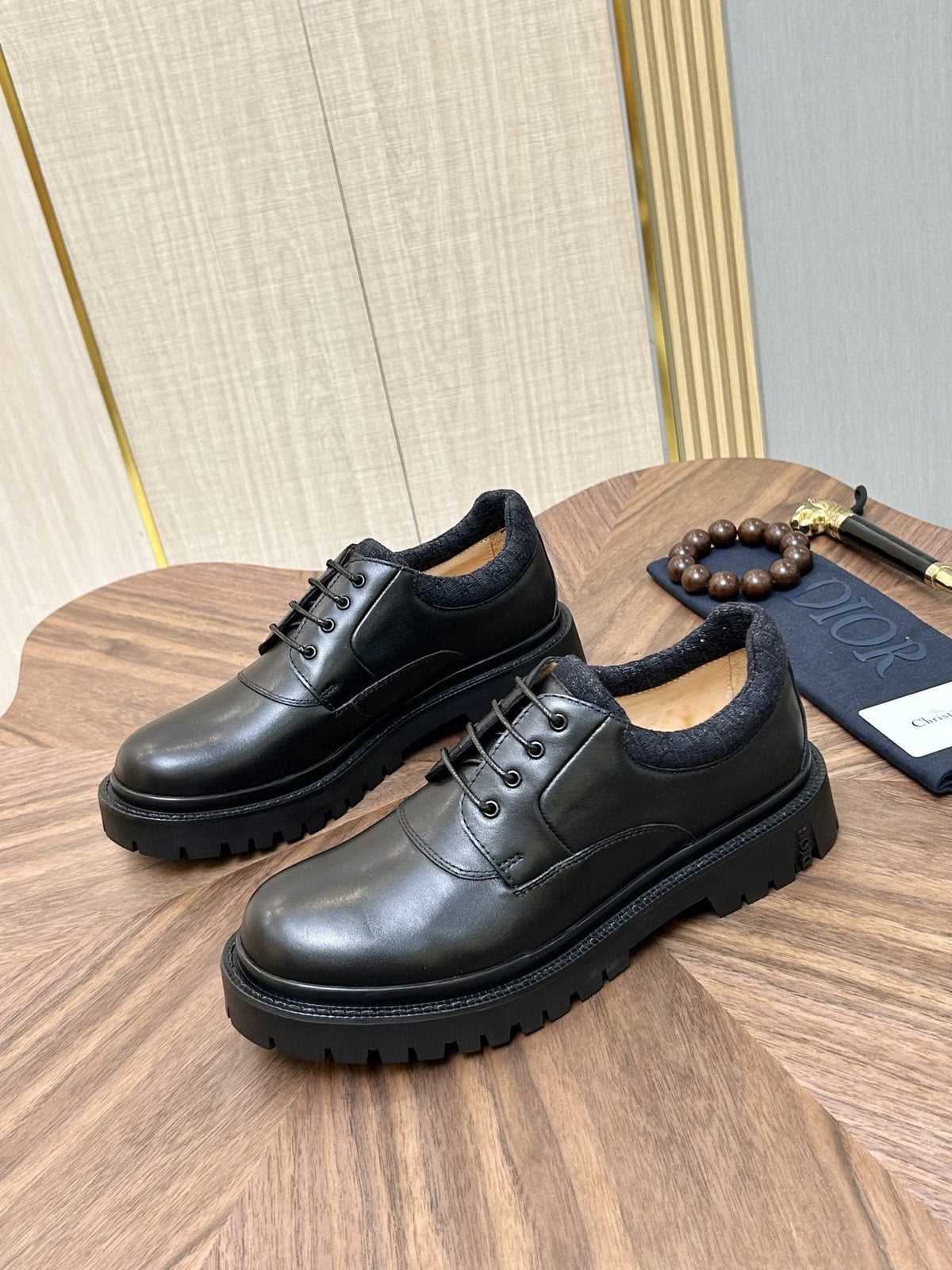 Dior Black Lug Sole Lace-Up Shoes