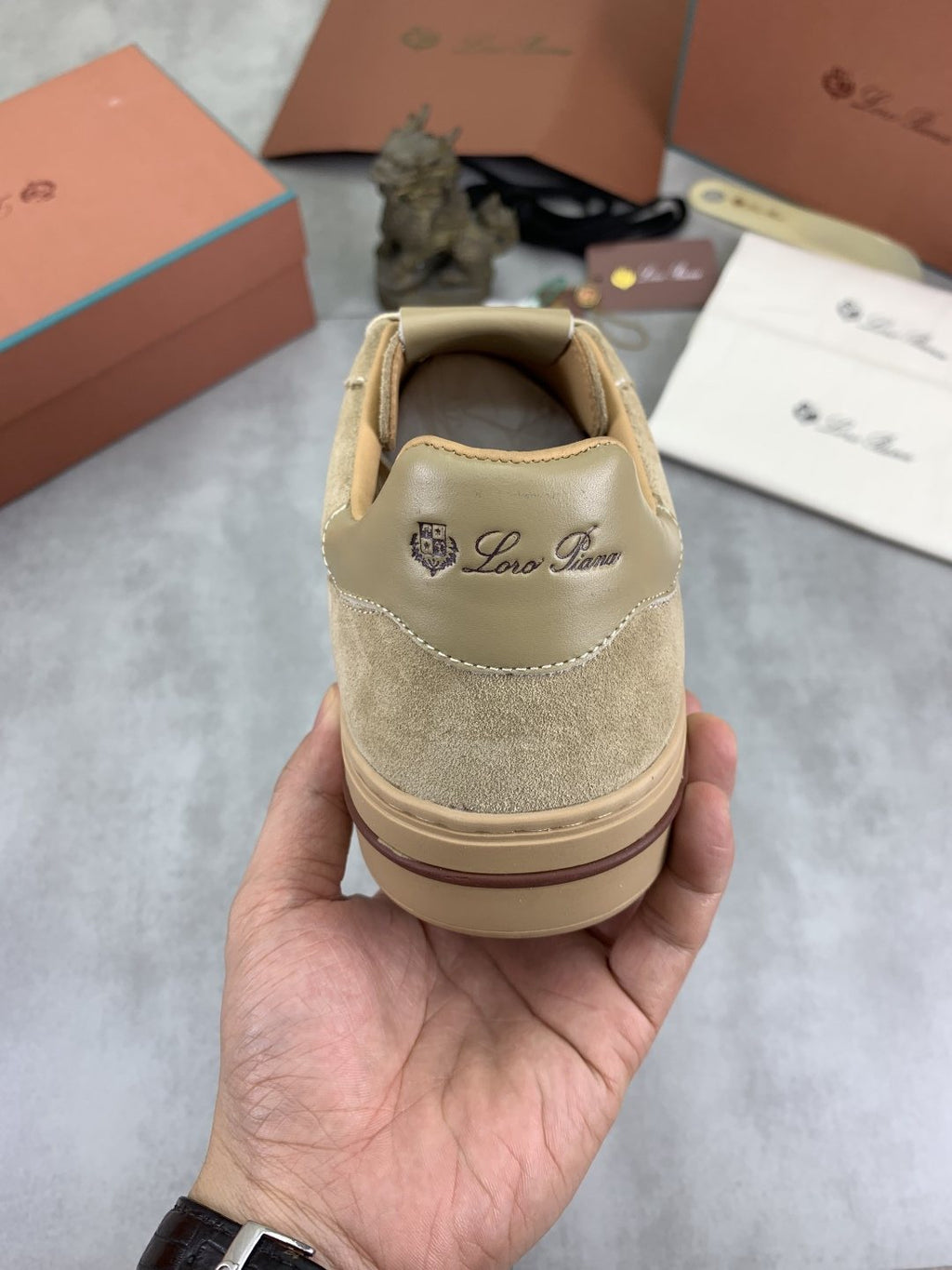 Loro Piana Beige Low-Top Sneakers