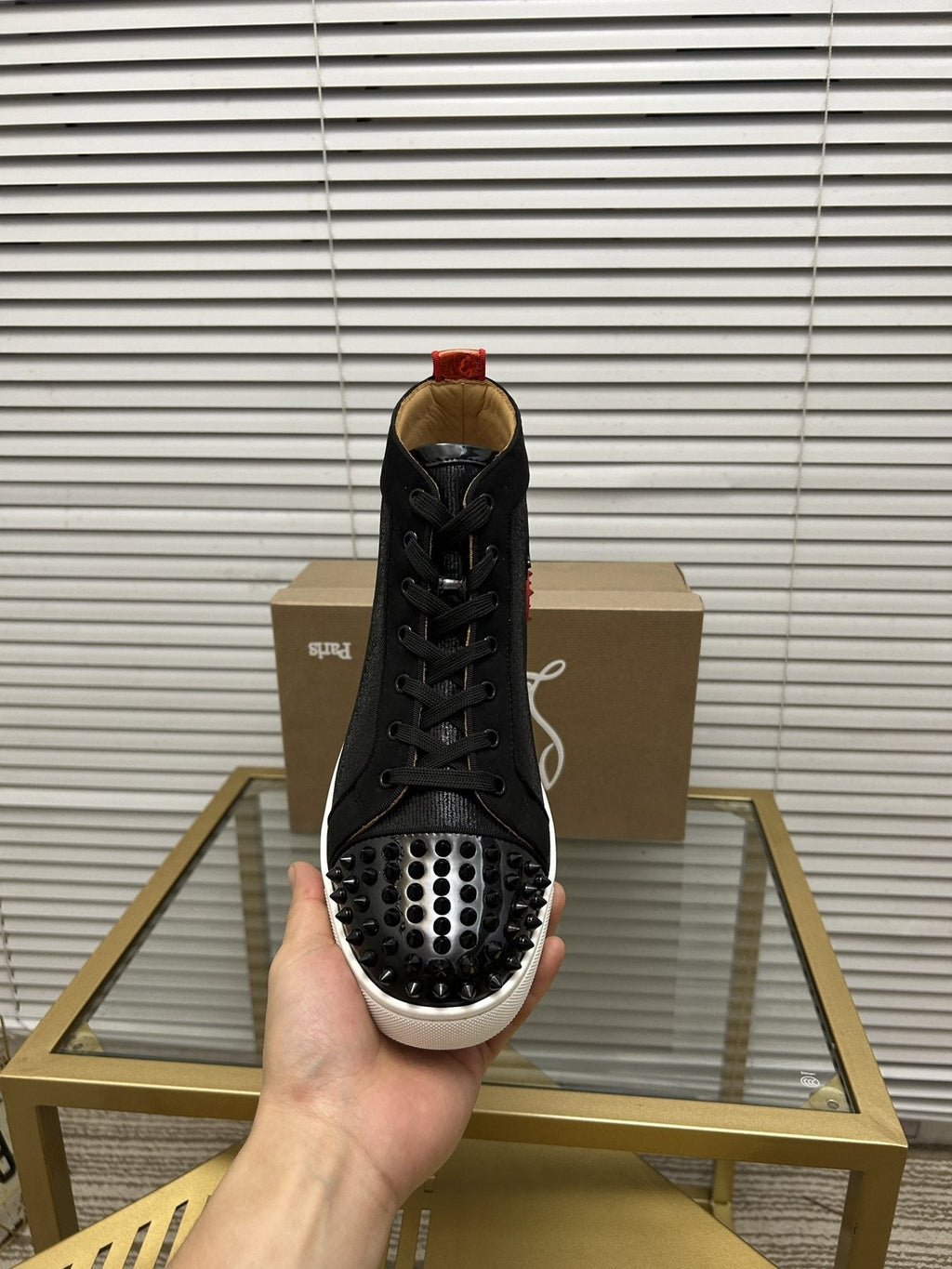 Christian Louboutin Perforated Toe High-Top Sneakers