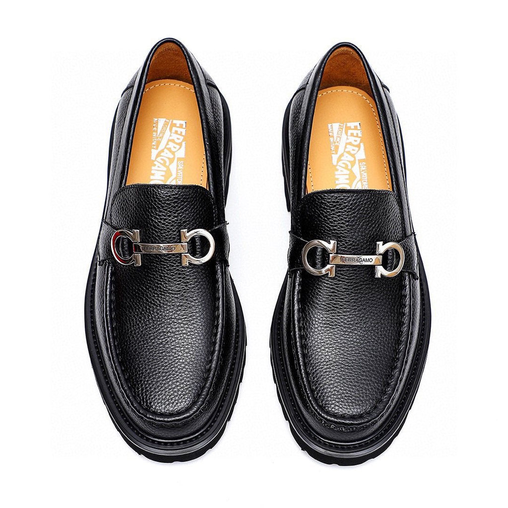 Salvatore Ferragamo Men's Black Lug Sole Bit Loafers