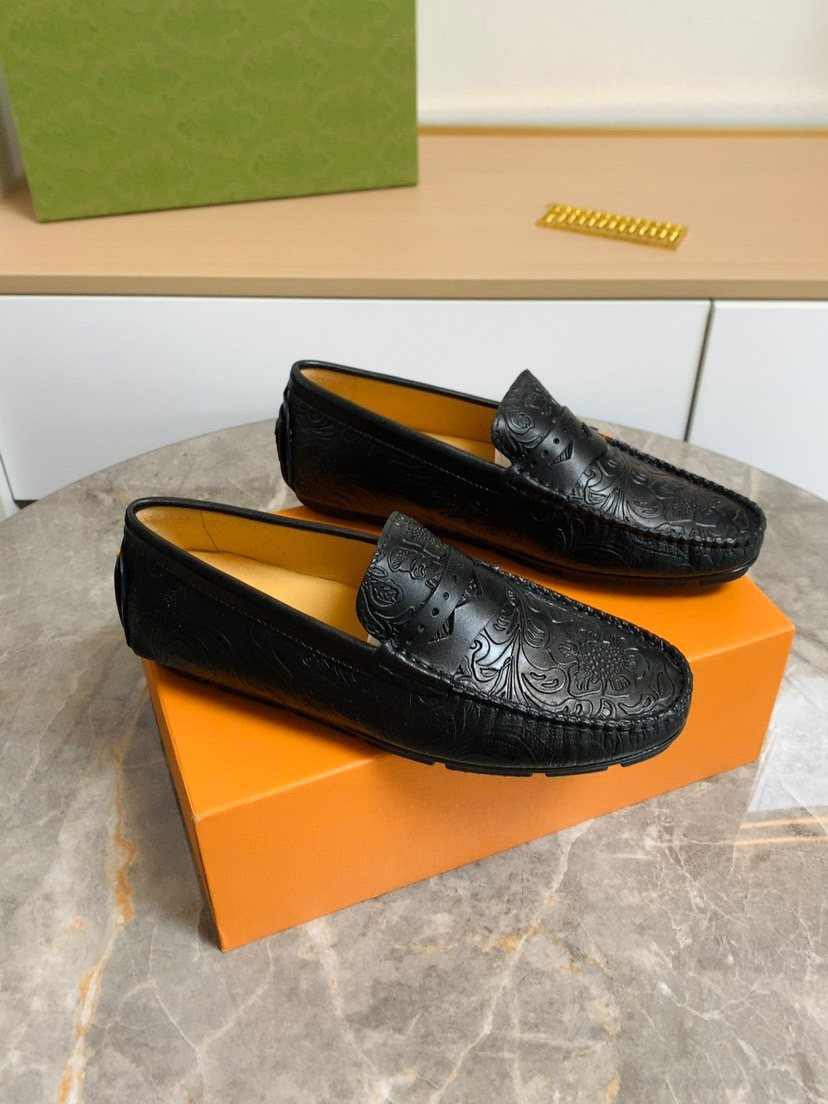 Louis Vuitton Black Leather Loafers