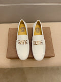 Versace Cream White Gold-Tone Loafers