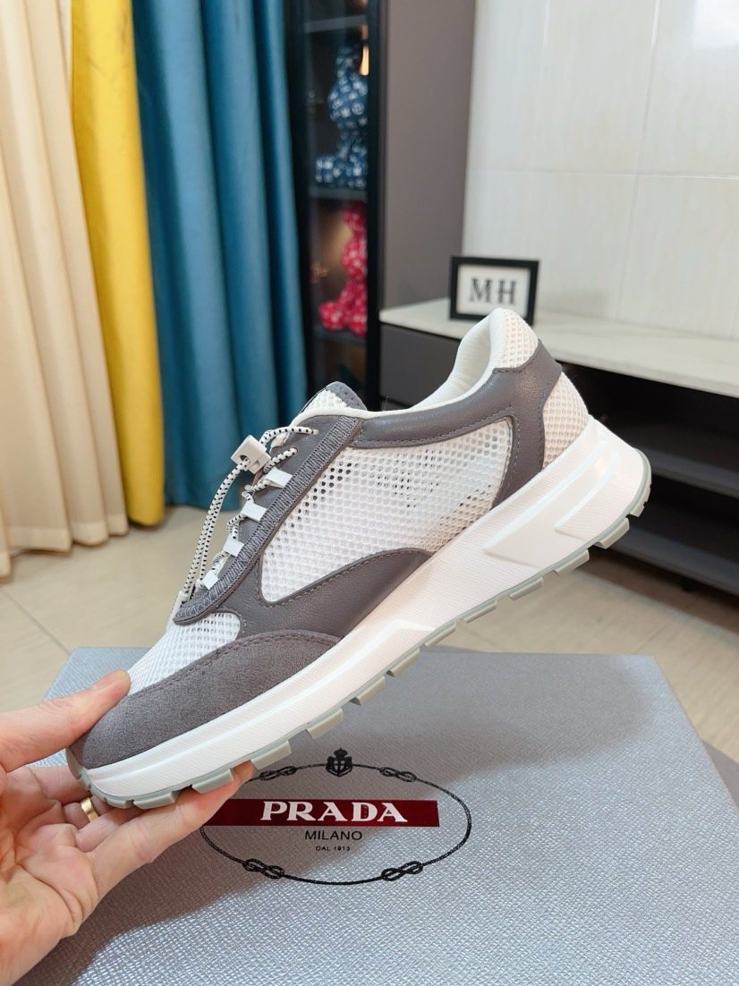 Prada Men's Mesh Lace-Up Sneakers