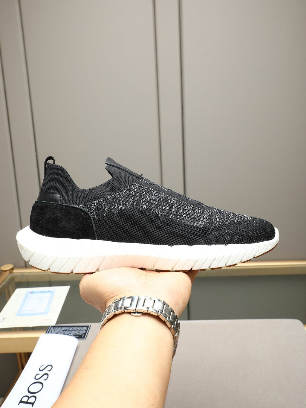 Hugo Boss Textured Slip-On Sneakers