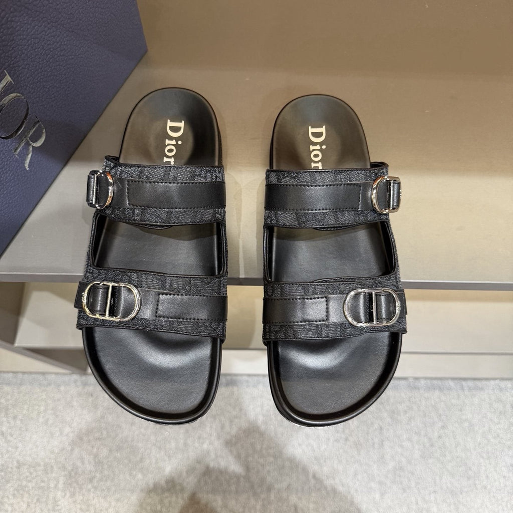Dior Patterned Double-Strap Slide Sandals