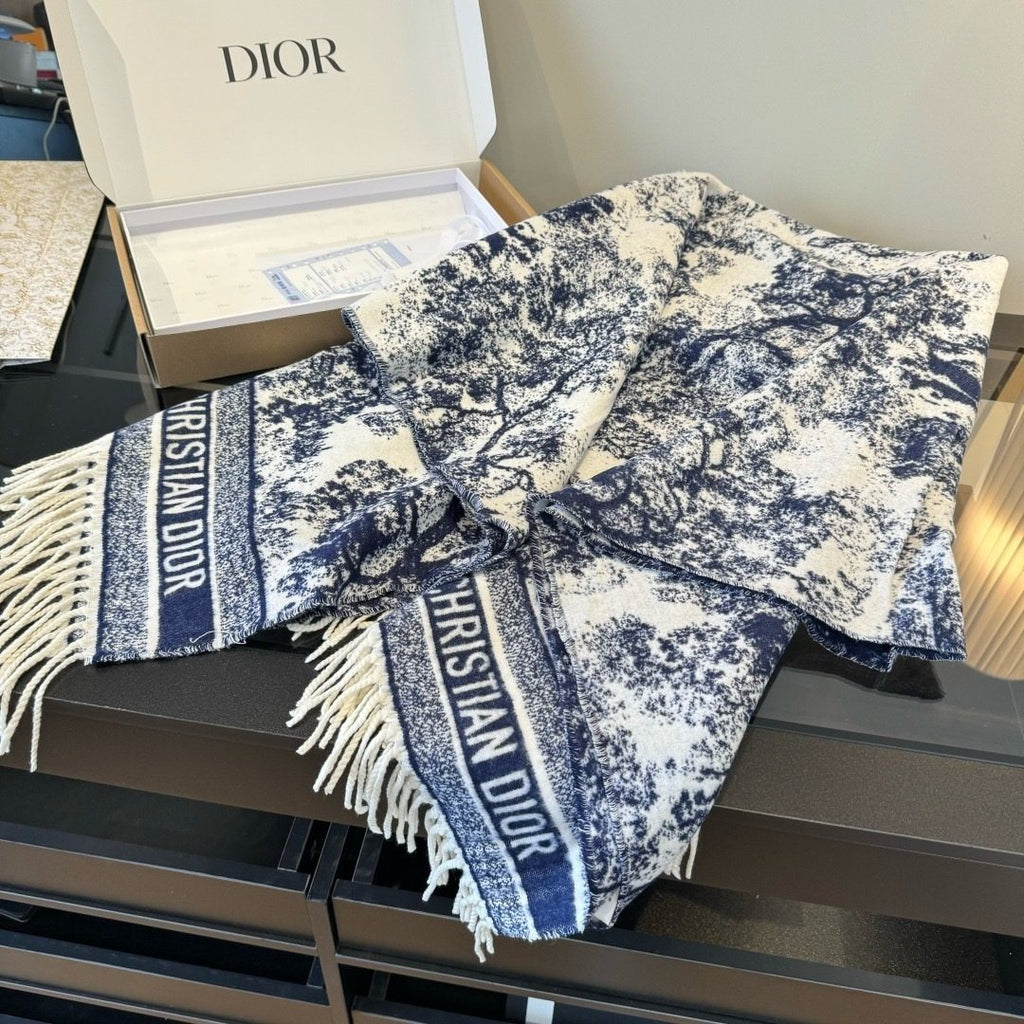 Dior Fringed Toile Square Scarf
