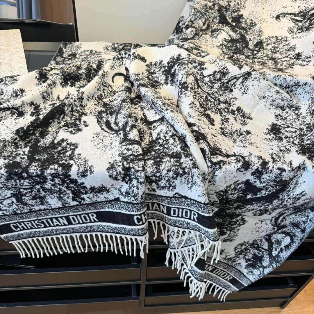 Dior Fringed Toile Square Scarf