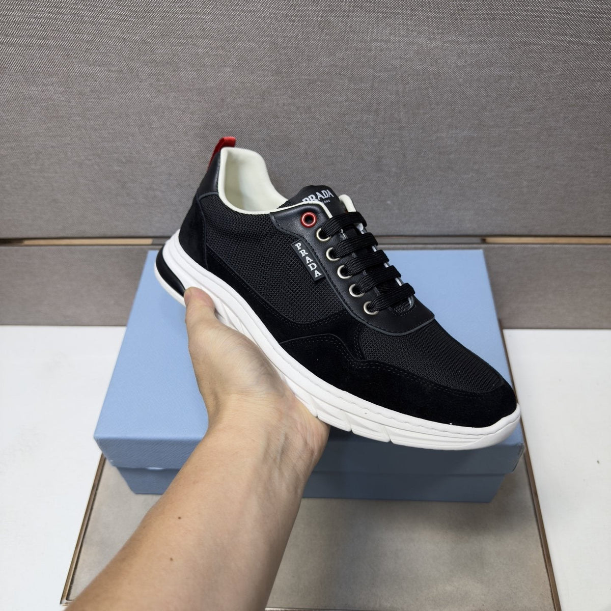 Prada Men's Paneled Low-Top Sneakers