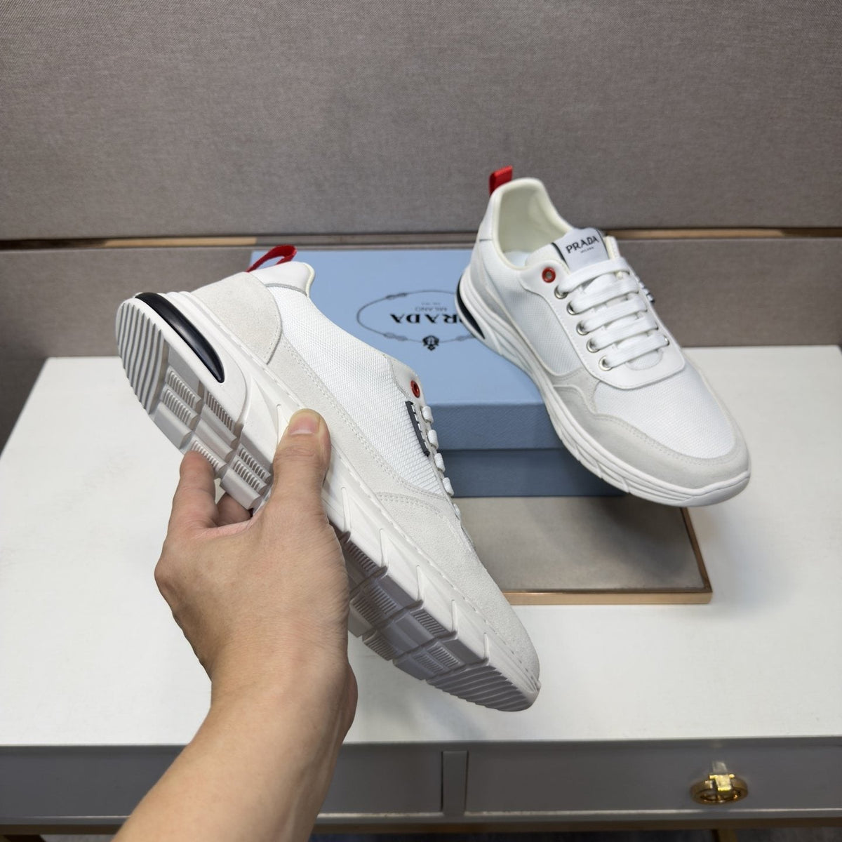 Prada Men's Paneled Low-Top Sneakers
