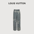 Louis Vuitton Heart Leather Patch Monogram Wide-Leg Jeans