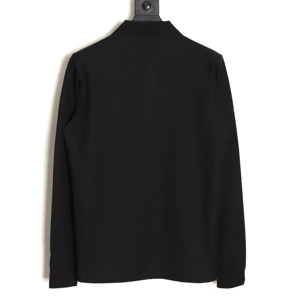Burberry TB Embroidered Long-Sleeve Polo Shirt - Black