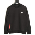 Prada Black Triangle-Detail Crewneck Sweatshirt with Red Silicone Trim
